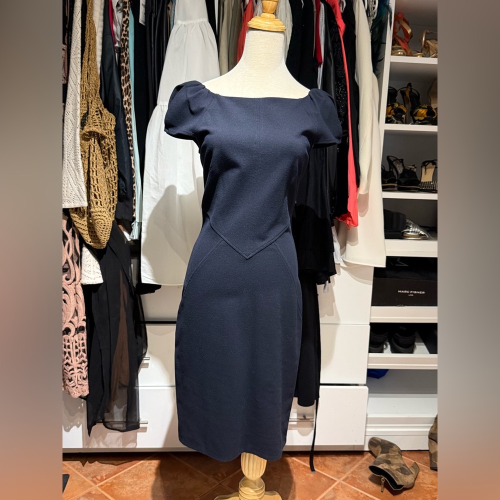 Diane Von Furstenberg Blue Puff Sleeve Sheath Dress